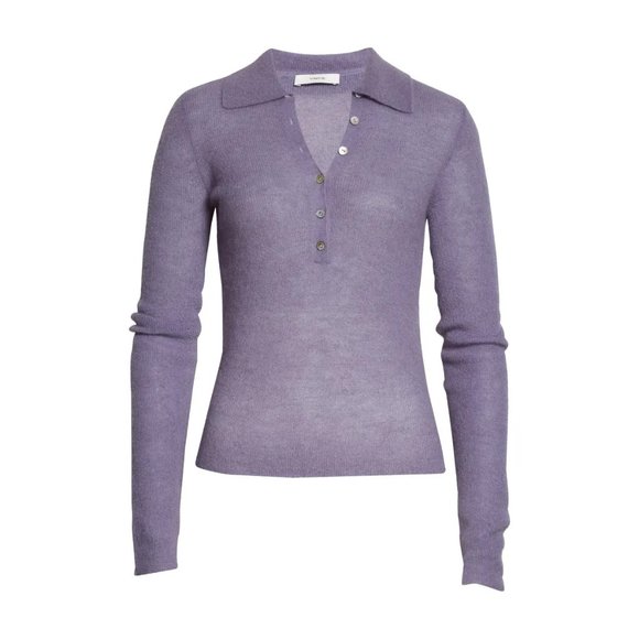Vince Henley Polo Pullover, Mauve Iris, Medium - Picture 5 of 9
